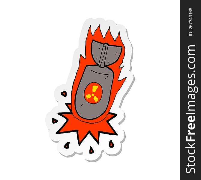 sticker of a cartoon atom bomb