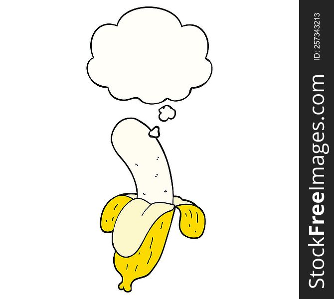 cartoon banana with thought bubble. cartoon banana with thought bubble