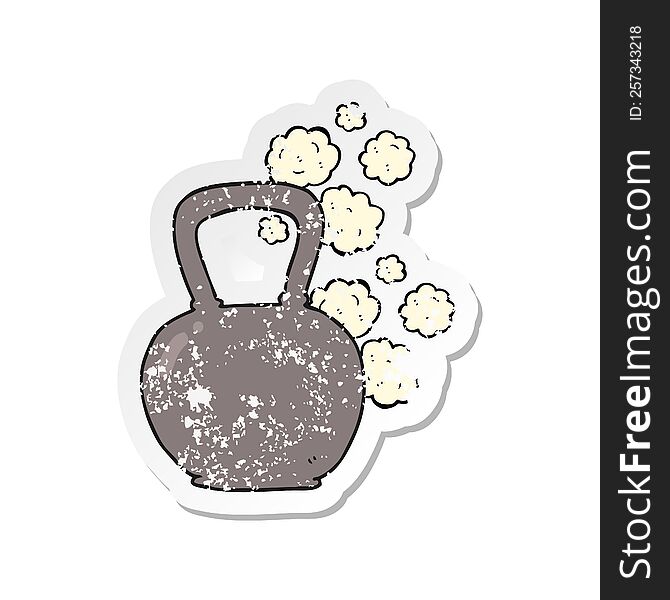 Retro Distressed Sticker Of A Cartoon Heavy Kettle Bell