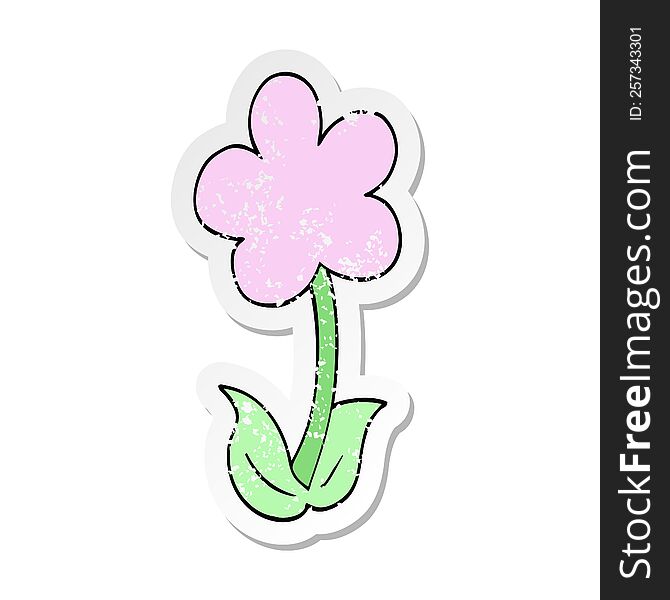 distressed sticker of a cute cartoon flower