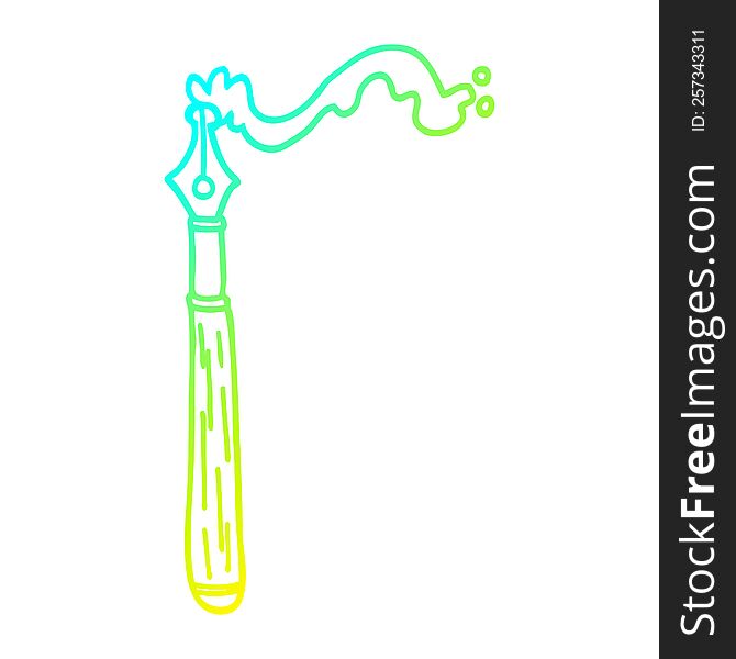 Cold Gradient Line Drawing Cartoon Fountain Pen