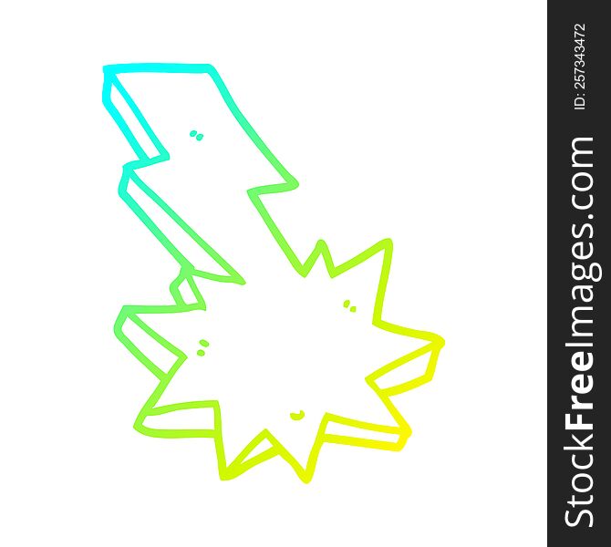 cold gradient line drawing of a cartoon lightning strike