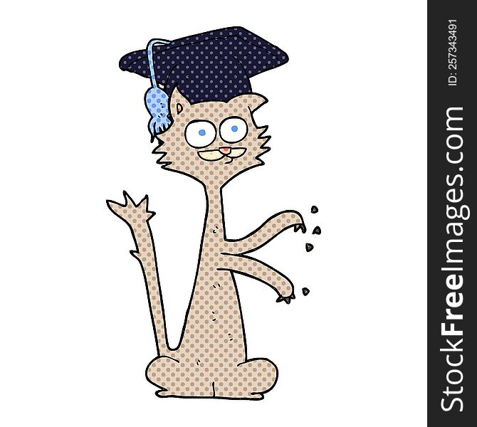 Cartoon Cat With Graduation Cap