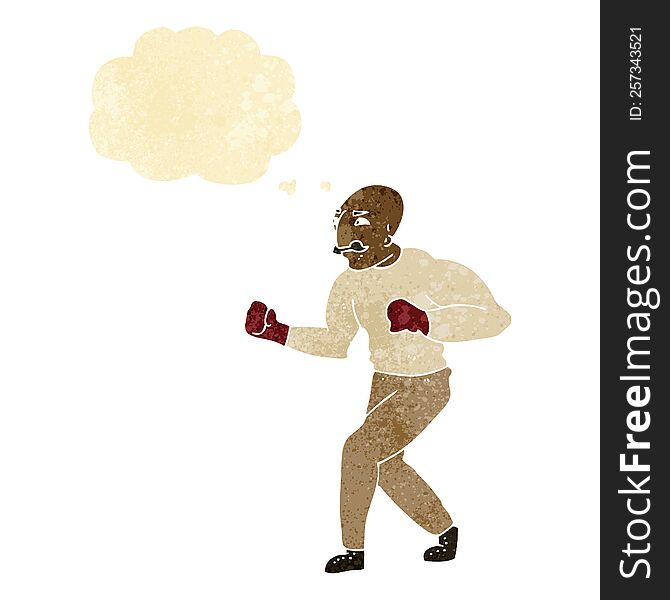 cartoon boxer with thought bubble