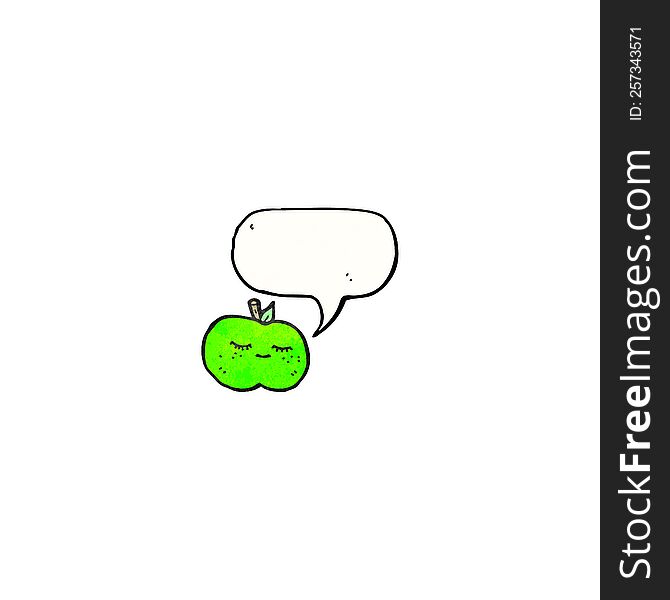 Cute Cartoon Apple With Speech Bubble