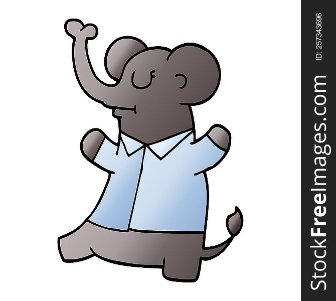 Cartoon Doodle Standing Elephant