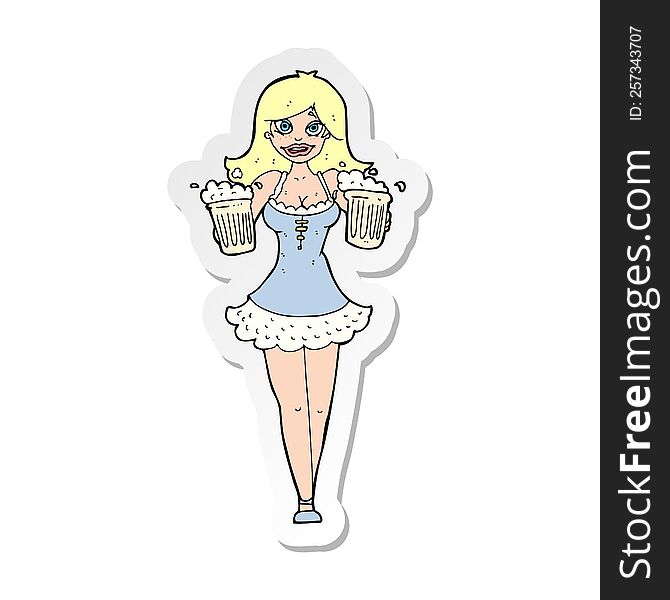 Sticker Of A Cartoon Beer Festival Girl