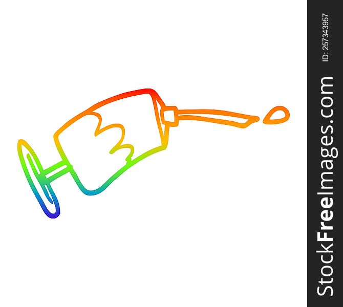 Rainbow Gradient Line Drawing Cartoon Syringe Of Blood