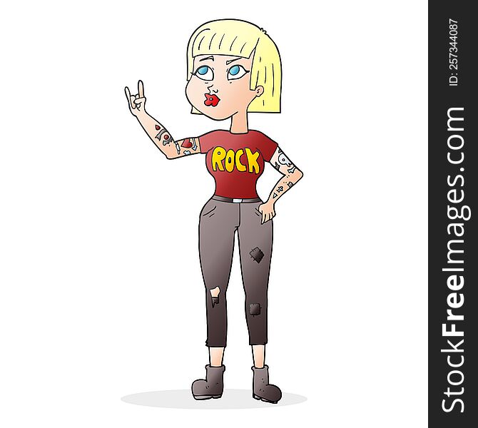 freehand drawn cartoon rock girl