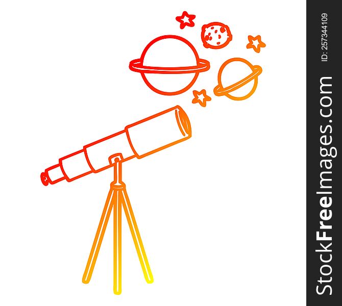 warm gradient line drawing of a cartoon telescope