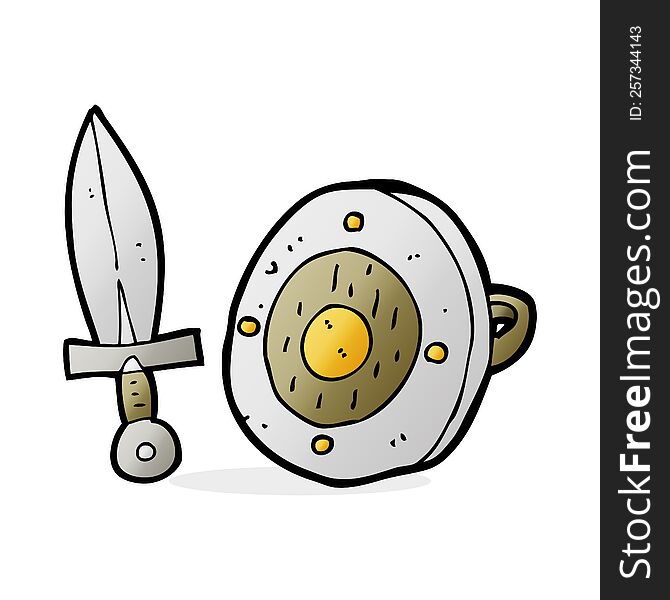 cartoon sword and shield