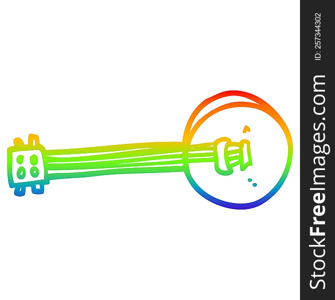 Rainbow Gradient Line Drawing Cartoon Banjo