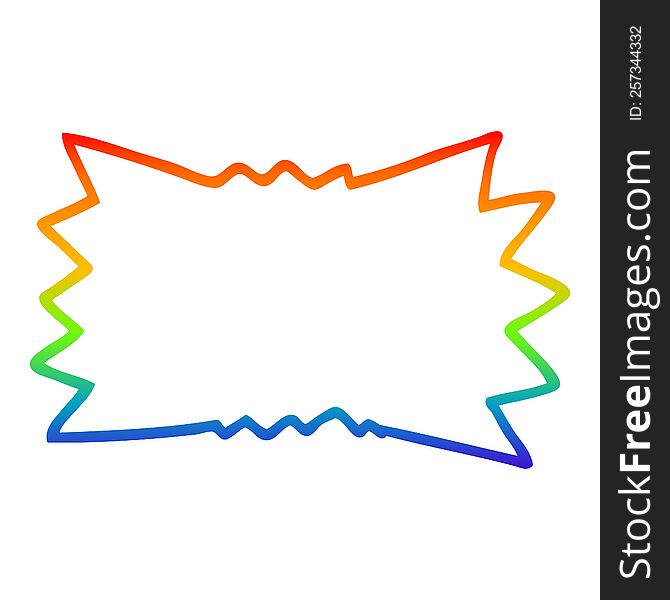 rainbow gradient line drawing of a cartoon explosion symbol