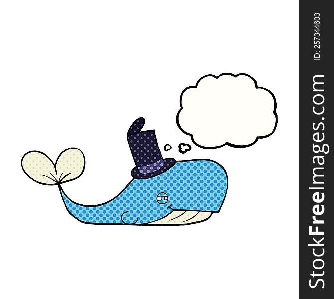 Thought Bubble Cartoon Whale Wearing Hat