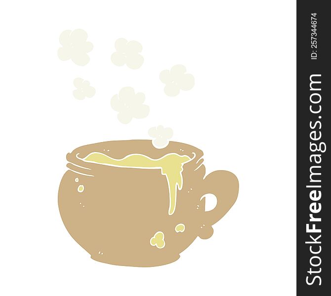 Flat Color Illustration Of A Cartoon Mug Of Soup