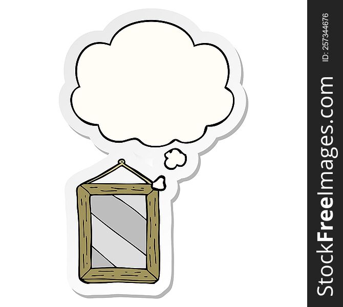 cartoon mirror with thought bubble as a printed sticker