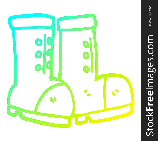 cold gradient line drawing of a cartoon work boots