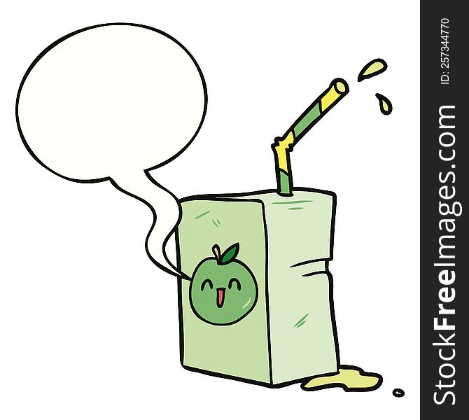 cartoon apple juice box and speech bubble