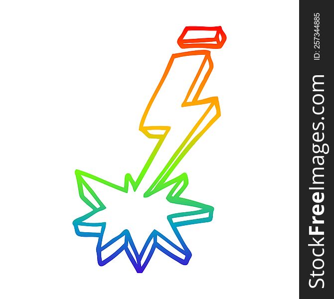 Rainbow Gradient Line Drawing Cartoon Thunder Bolt