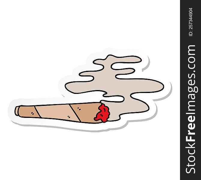 sticker of a quirky hand drawn cartoon lit joint