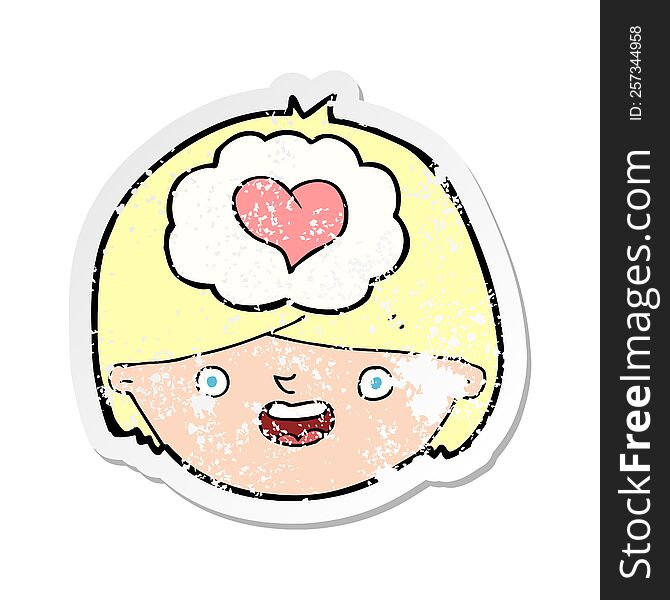 retro distressed sticker of a cartoon man in love