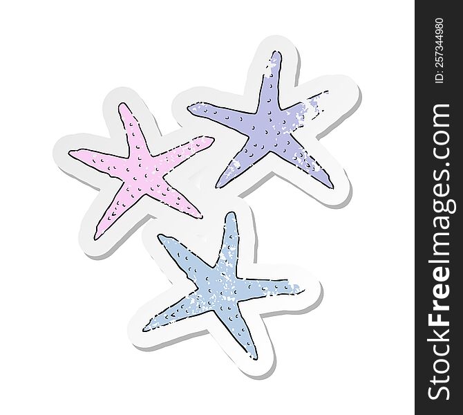 retro distressed sticker of a cartoon starfish