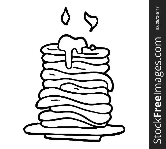 Line Drawing Cartoon Stack Of Pancakes