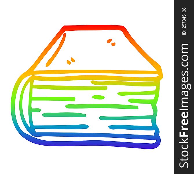 rainbow gradient line drawing of a cartoon old book
