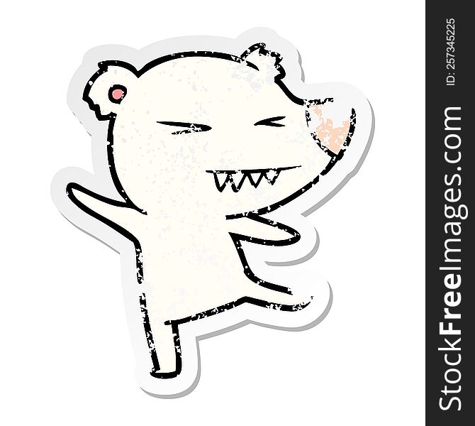 Distressed Sticker Of A Dancing Polar Bear Cartoon