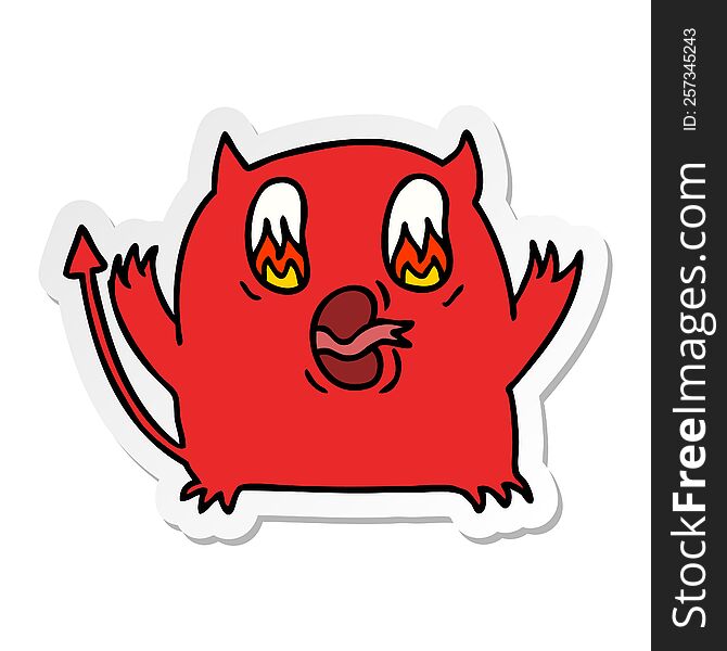 Sticker Cartoon Of Cute Kawaii Red Demon