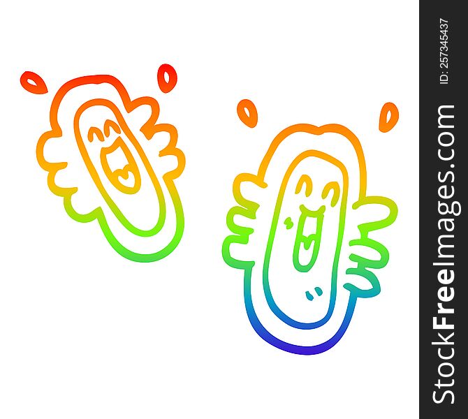 rainbow gradient line drawing of a cartoon happy germs