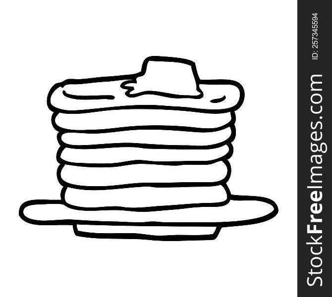 line drawing cartoon stack of pancakes