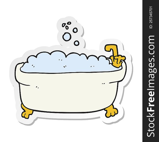 sticker of a cartoon bathtub