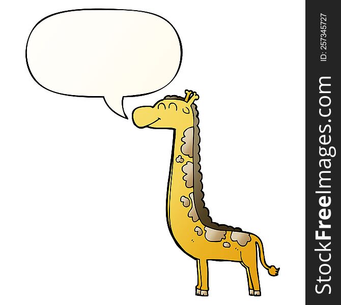 Cartoon Giraffe And Speech Bubble In Smooth Gradient Style