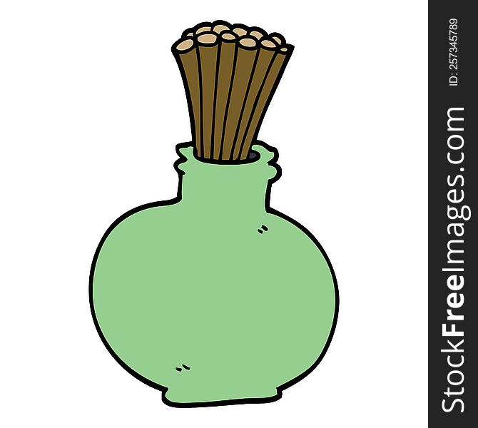 cartoon doodle reeds in vase