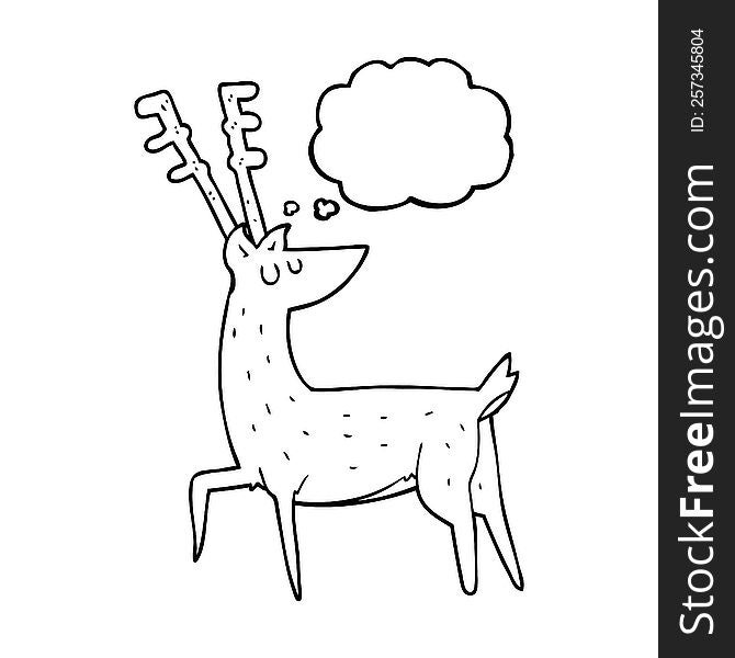 freehand drawn thought bubble cartoon stag
