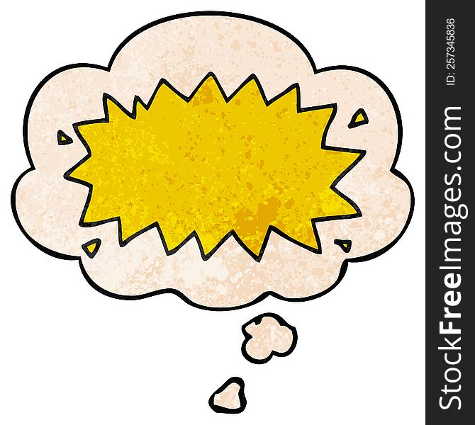 Cartoon Explosion Symbol And Thought Bubble In Grunge Texture Pattern Style