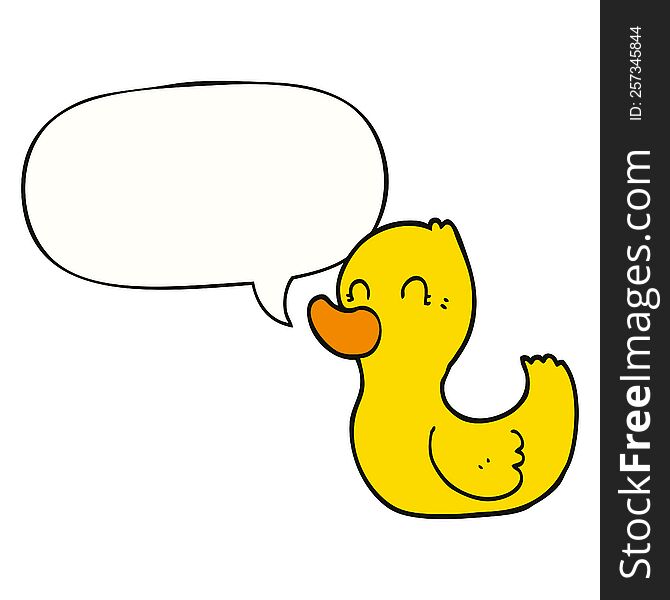 Cartoon Duck And Speech Bubble