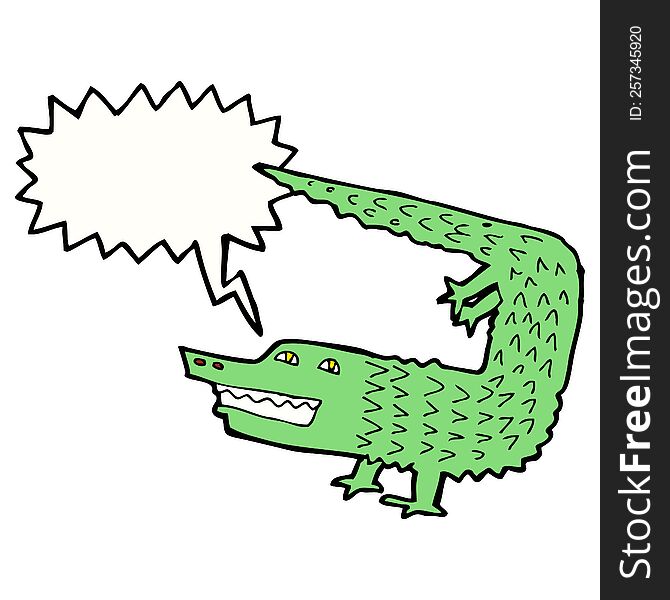 Cartoon Crocodile With Speech Bubble