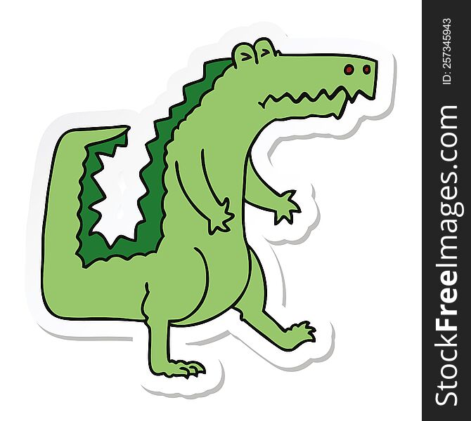 Sticker Of A Quirky Hand Drawn Cartoon Crocodile