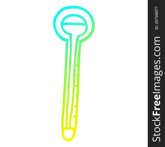 Cold Gradient Line Drawing Cartoon Thermometer