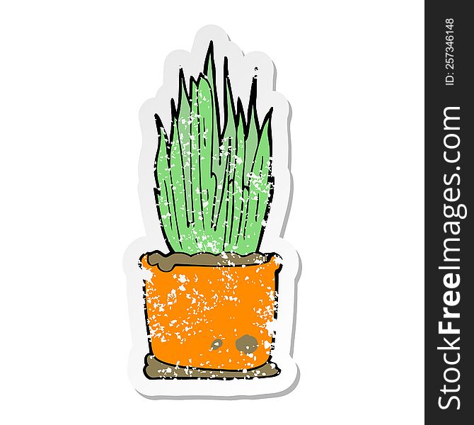 distressed sticker of a cartoon house plant