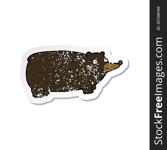 Retro Distressed Sticker Of A Funny Cartoon Bear