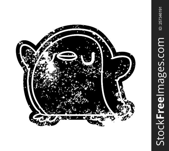 grunge distressed icon kawaii of a cute penguin. grunge distressed icon kawaii of a cute penguin