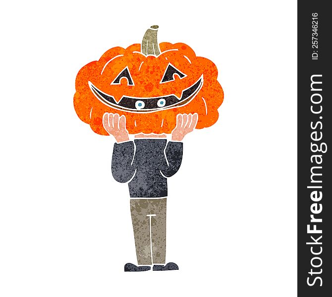 Retro Cartoon Pumpkin Head Halloween Costume