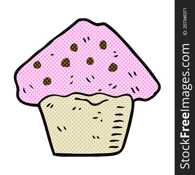 freehand drawn cartoon strawberry muffin