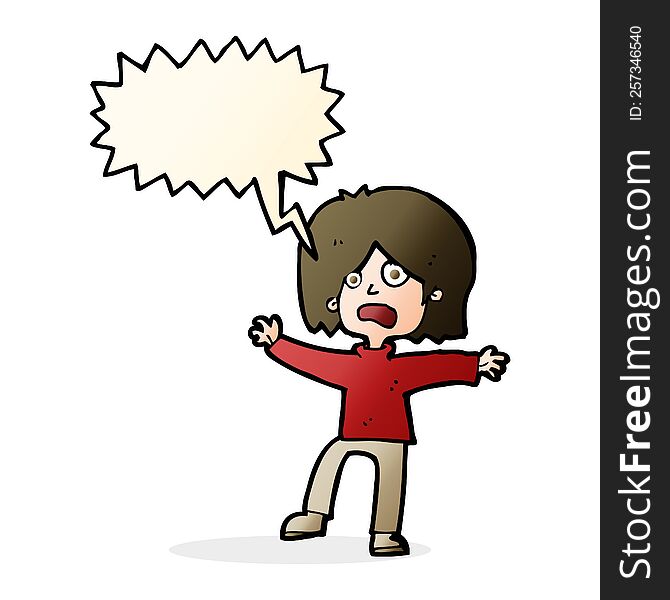 Cartoon Unhappy Person With Speech Bubble