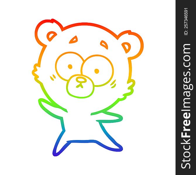 Rainbow Gradient Line Drawing Anxious Bear Cartoon