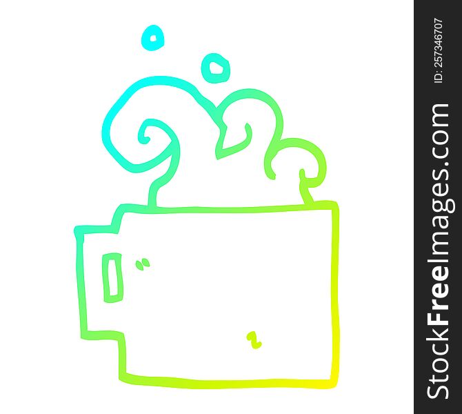 cold gradient line drawing of a cartoon hot cup of coffee