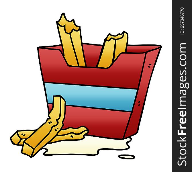 gradient shaded quirky cartoon french fries. gradient shaded quirky cartoon french fries